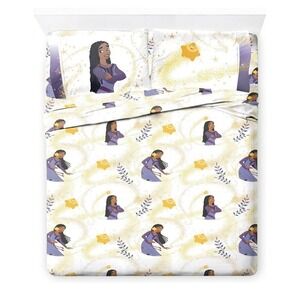 Disney Wish Asha Star Full Sheet‎ Set 4 Piece Super Soft Purple Gold NEW